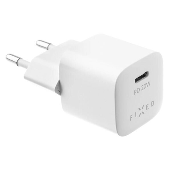 The FIXED Mini USB-C PD 20W wall charger (FIXC20M-C-WH) is a compact and efficient charging solution, featuring a single USB-C PD port that delivers up to 20W of fast charging power.