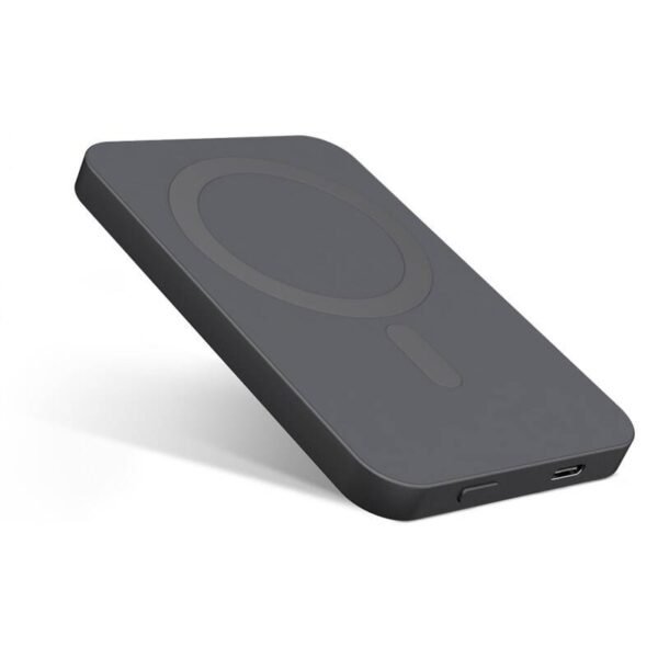 The Epico 5000 mAh Aluminum Magnetic Wireless Powerbank is a compact and sleek charger designed for iPhone 12 and later models with MagSafe compatibility.