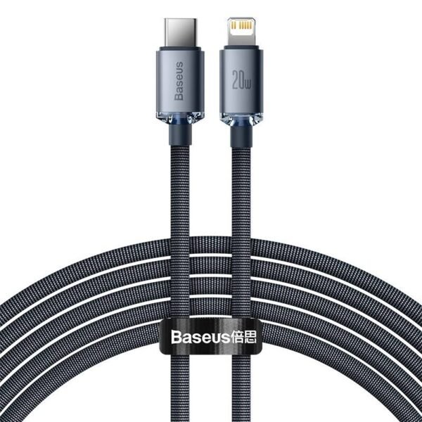 The Baseus Crystal Shine Series USB-C to Lightning cable (CAJY000301) is a high-quality 2-meter cable designed for fast charging and data transfer for Apple devices with a Lightning port.