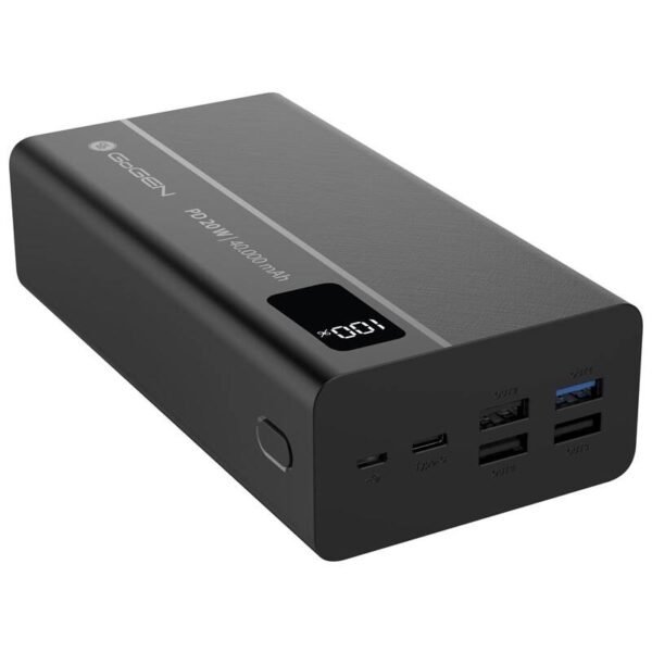 The GoGEN PB400001 Powerbank offers a robust 40,000 mAh capacity, providing ample power for smartphones, tablets, and other USB devices.