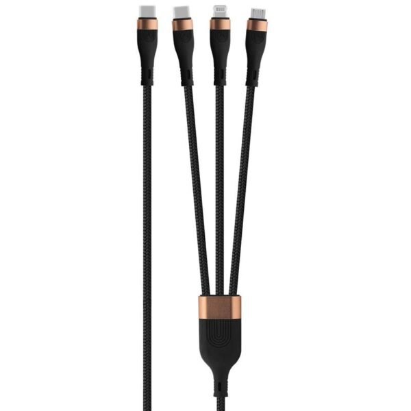 The WG 3-in-1 USB-C/Micro USB, Lightning cable (11623) is a versatile and durable 1.5-meter long cable designed to support three different connectors (USB-C, Micro USB, and Lightning) for charging and data transfer.