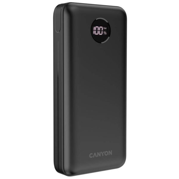 The Canyon PB-2002B Powerbank offers a 20,000 mAh capacity, providing ample power for smartphones, tablets, and other USB-powered devices.