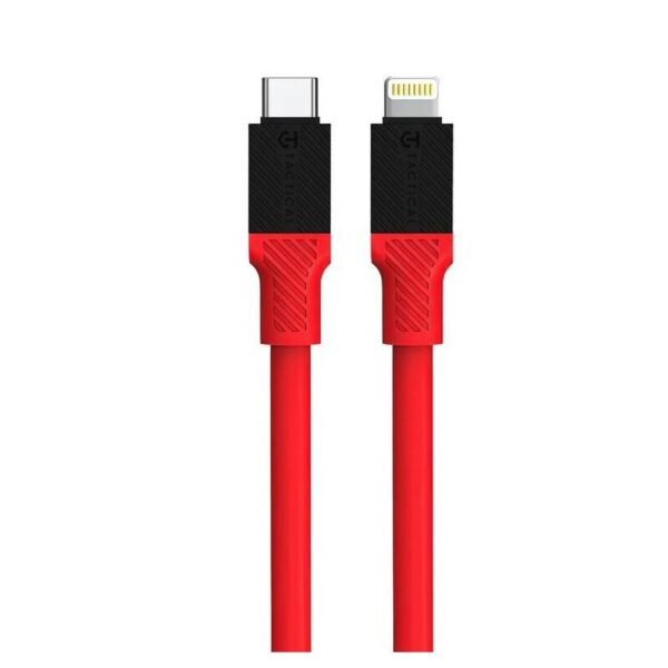 The Tactical Fat Man USB-C to Lightning cable (57983117398) is a 1-meter cable designed to provide fast charging and data transfer for Apple devices with a Lightning port.