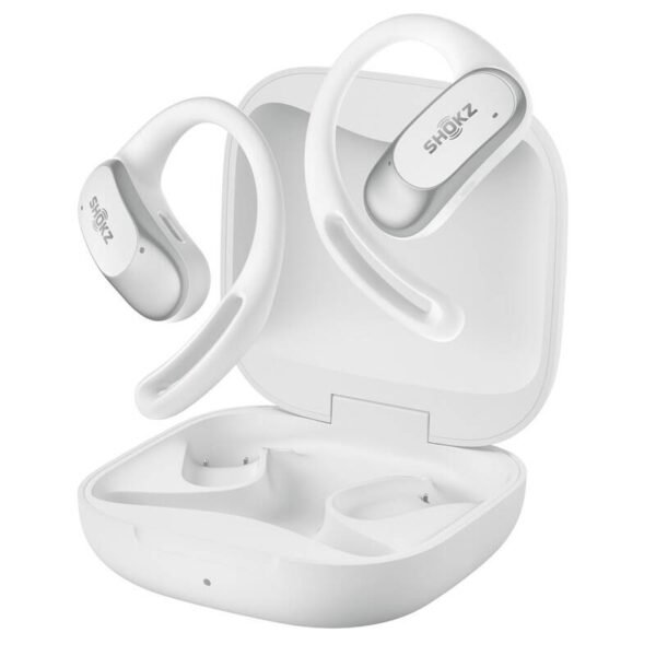 The Shokz OpenFit Air headphones (T511-ST-WT) are designed for comfort and open-ear listening, providing high-quality sound while allowing you to stay aware of your surroundings.