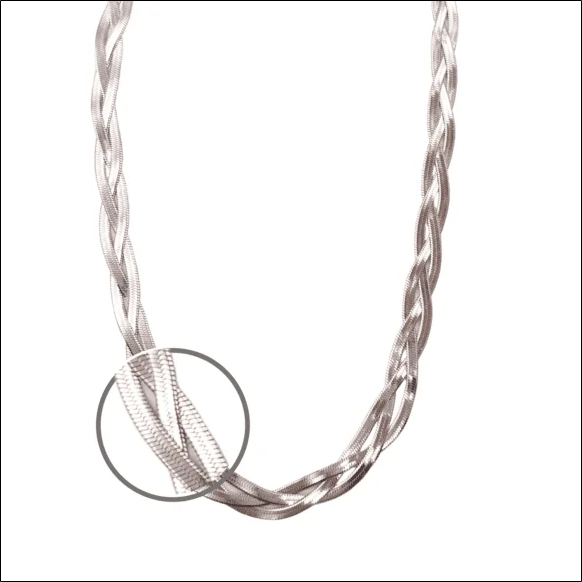 Silver Braid Tape Necklace – Surgical Steel