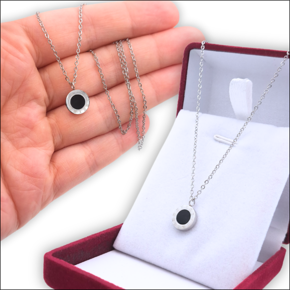 Silver Clock Necklace – Surgical Steel