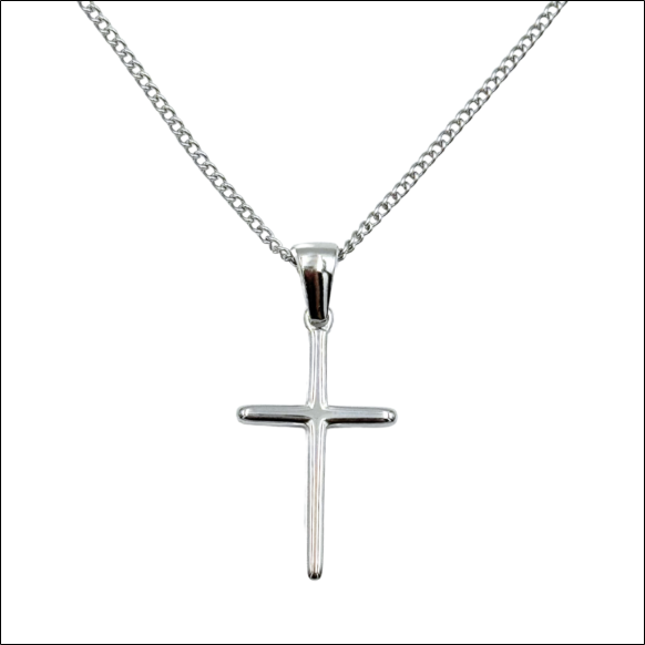 Silver Cross Necklace on Chain – Surgical Steel
