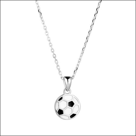 Silver necklace with soccer ball pendant 62034