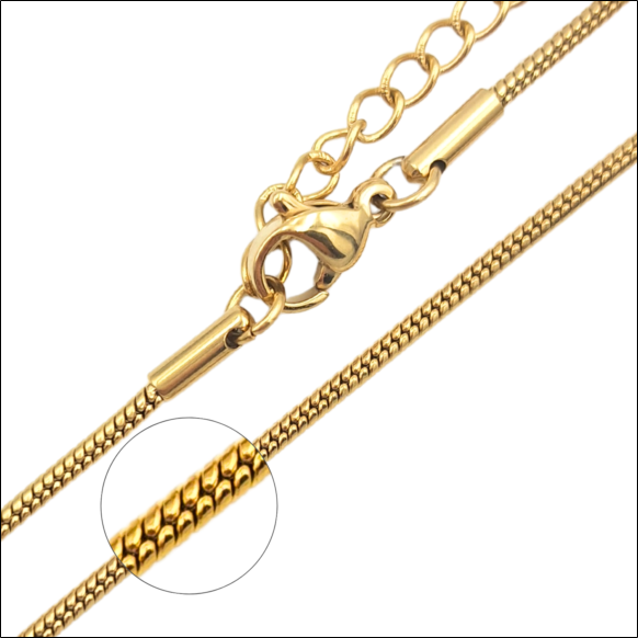Snake Tail Chain 60cm +5cm / 1.6mm - Gold-plated surgical steel