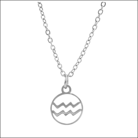 Surgical steel necklace with the zodiac sign Aquarius