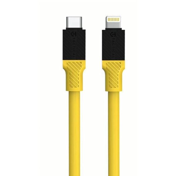 The Tactical Fat Man Cable USB-C to Lightning (1m) in yellow is a durable and eye-catching cable designed for charging and data transfer for Apple devices.