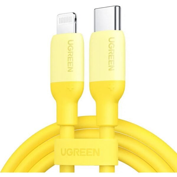 The UGREEN USB-C to Lightning Cable (1m) in yellow is a high-quality and vibrant accessory designed for fast charging and data transfer between USB-C power sources and Lightning-enabled Apple devices.