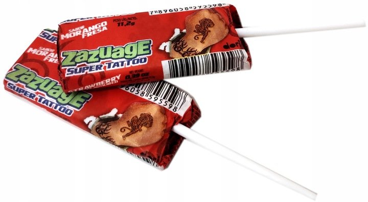 Zazuage Strawberry Lollipop with Tattoo 1pcs 1 Zazuage Strawberry Lollipop with Tattoo 1pcs